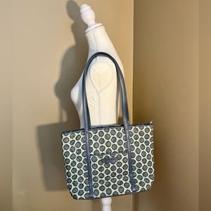 Vera Bradley Nomdic Floral Tote Shopper Shoulder Bag Purse Green‎ Blue Flowers